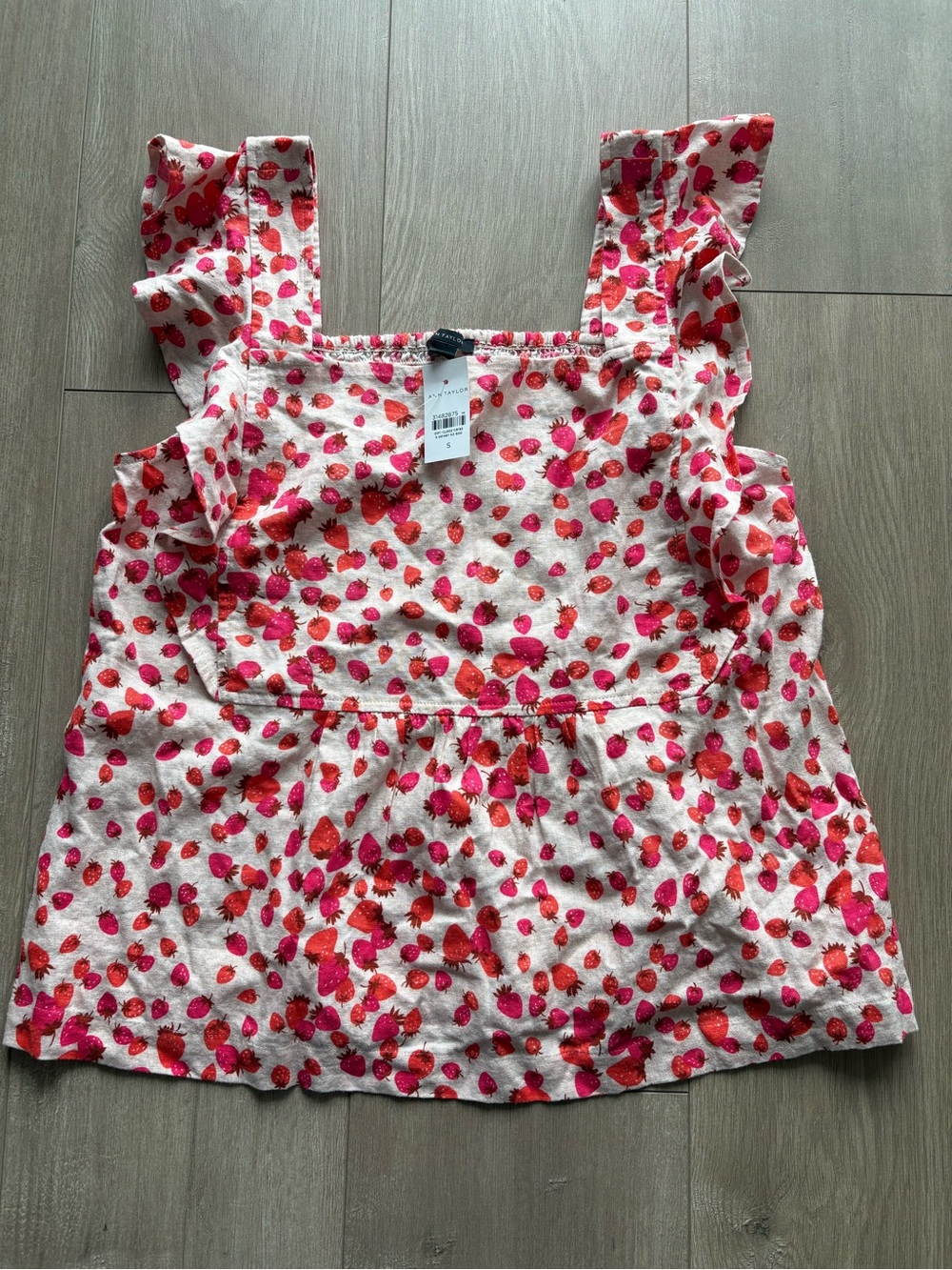 NWT Ann Taylor strawberry print linen blend tops